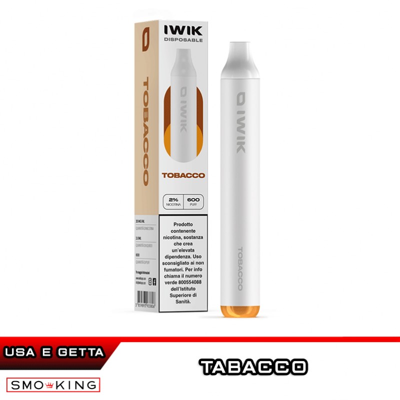 IWIK Tobacco 400mAh Sigaretta Usa E Getta 600 Puff Smo KingShop