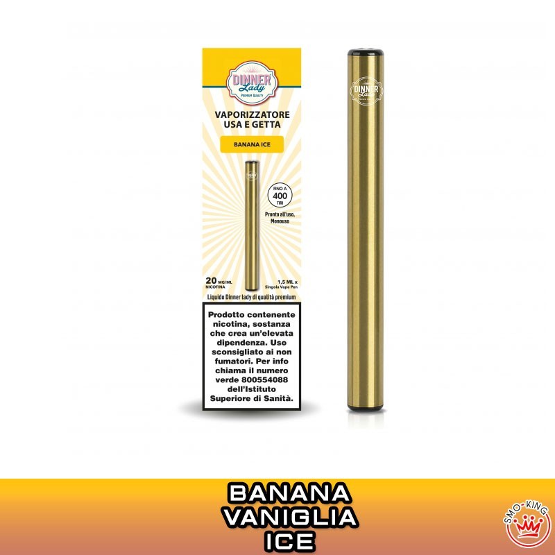 BANANA ICE Vape Pen Sigaretta Usa e Getta 400 Puff DINNER LADY